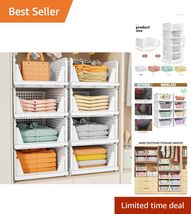 5 Pack Stackable Closet Storage Baskets - Versatile, White Plastic Organ... - $89.05