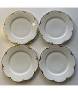 Haviland Co Limoges GOLD Trim 4 DESSERT Salad DinnerPLATES Scalloped Gol... - $58.98 CAD