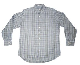 Peter Millar Button Front Shirt Olive Green Blue Check Plaid Mens Large - £25.69 GBP