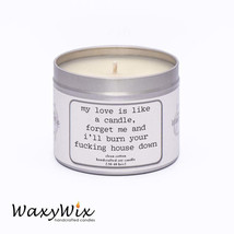 My love is like a candle... Funny/rude slogan - handmade vegan soy wax c... - $19.27