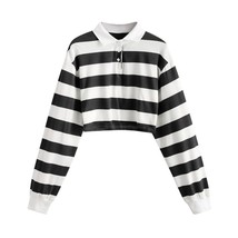 Women&#39;s Clothing Stripe Button Pullover Long Sleeve Plus Size Tops Chic Hoodie B - £47.82 GBP