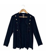 Chicos Travelers Collection Classic Petite Military Jacket Slinky Blue 1 - $47.37 CAD