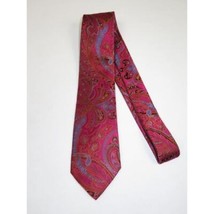 Men's 100% Silk Necktie By Bruno Piattelli Paisley Floral Fancy BP17 Fuchsia Red image 2