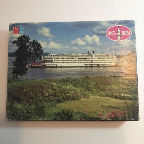 Vintage MISSISSIPPI QUEEN Riverboat Big Ben Puzzle Milton Bradley 1984 - $11.26
