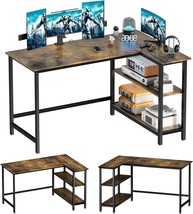 L Shaped Desk - 39 Home Office Computer Desk With Shelf, Gaming Desk Corner - £35.25 GBP