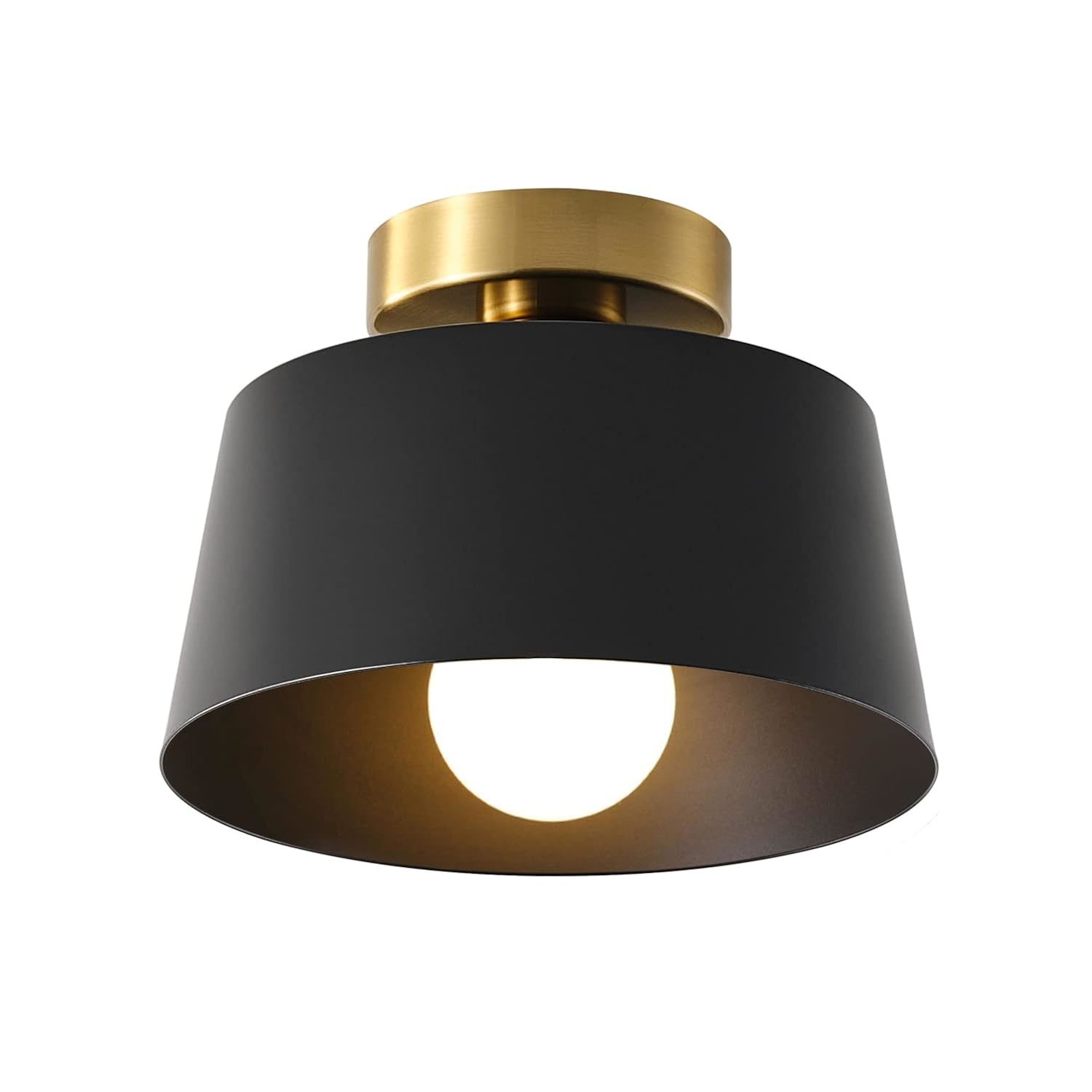 Ceiling Light Fixture, Hallway Ceiling Light With Gold Plate And Matte Black Sha