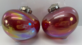 Set of 2 Pottery Barn Large Purple Iridescent Mercury Glass Christmas Or... - £35.55 GBP