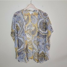 Sun &amp; Shadow | Yellow Gray Paisley Sheer Kimono - £14.66 GBP