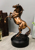 Western Black Beauty Prancing Horse Bronzed Resin Figurine With Museum Base - $46.99