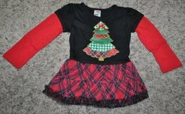 Girls Shirt &amp; Leggings Christmas 2 Pc Holiday Tree Black Red Healthtex- ... - £13.29 GBP