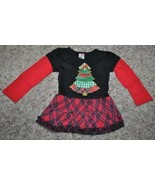 Girls Shirt &amp; Leggings Christmas 2 Pc Holiday Tree Black Red Healthtex- ... - £13.18 GBP