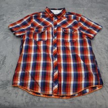 Bar III Shirt Mens XXL Red Orange Blue White Gingham Short Sleeve Button Up Top - £15.91 GBP