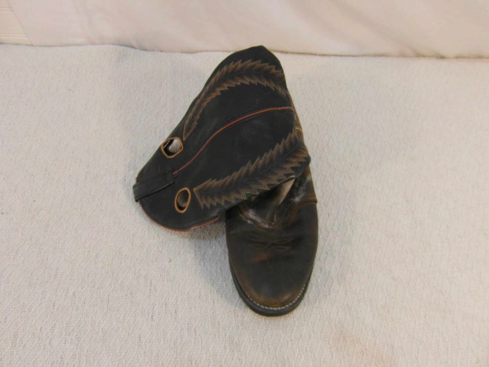 LEFT BOOT ONLY Men&#39;s Laredo 11D Black Brown Red Stitching Work Cowboy Bo... - $20.89
