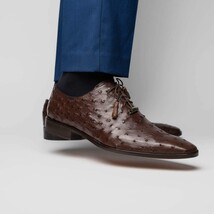 Criss Genuine Ostrich Quill Dress Shoes Oxford Brown image 7