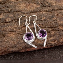 African Amethyst Gemstone 925 Silver Earring Handmade Jewelry Earring 2.00&quot; - £9.00 GBP