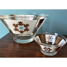 Vintage MCM Glass Bowl Chip Dip Serving Fruit Frosted White Gold 2 Pc at... - $455.17 MXN