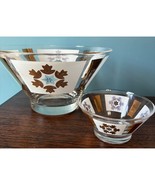 Vintage MCM Glass Bowl Chip Dip Serving Fruit Frosted White Gold 2 Pc at... - $455.17 MXN