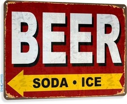 Beer Soda Ice Arrow Store Marina Retro Bar Man Cave Wall Decor Large Met... - $19.95