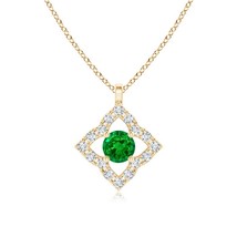 ANGARA Lab-Grown 0.18 Ct Emerald Clover Pendant Necklace in 14K Solid Gold - £390.41 GBP