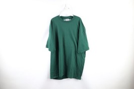 Vintage 90s Streetwear Mens 2XL Faded Blank Short Sleeve T-Shirt Hunter Green - £31.61 GBP
