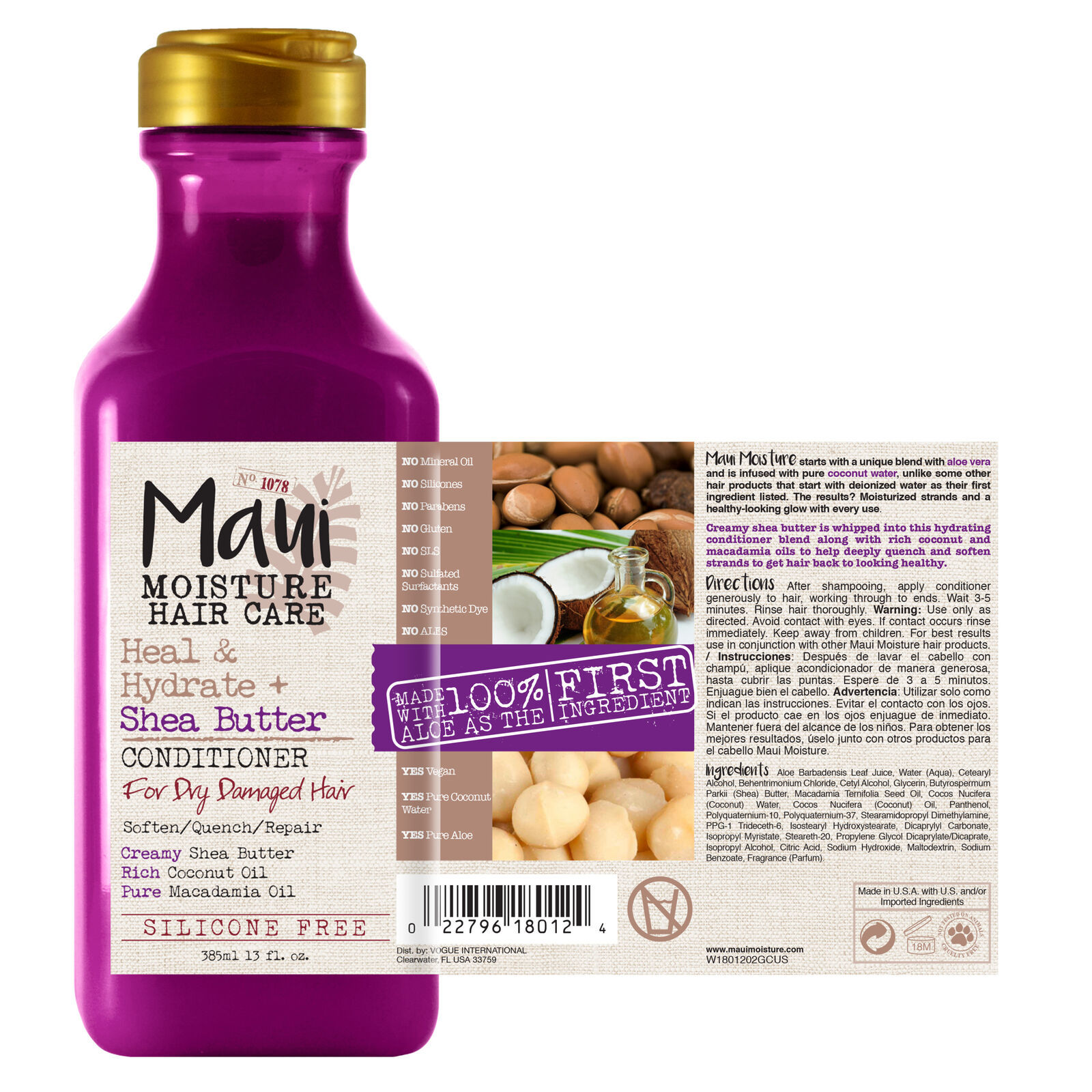 Maui Moisture Heal & Hydrate Shea Butter Repairing Conditioner Coconut Oil 13 fl Item image 5