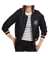 Sandro Paris Blue Black Brocade Cream Trim Lion Letterman Bomber Jacket ... - $128.34 CAD