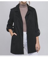 New Love Tree Faux Suede Coat Jacket Small Lapel Sleeve Detail Pockets B... - $34.43 CAD