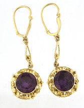 Purple Women&#39;s Earrings 14kt Yellow Gold 291592 - £432.42 GBP