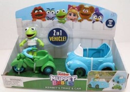 Disney Junior Muppet Babies Kermit&#39;s Trike &amp; Car Play Set Kermit Frog Figure Toy - £10.09 GBP