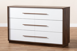 Kamal White and Walnut Finished 6-Drawer Wood Dresser - $9,768.97 MXN