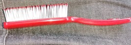 Vntg Goody Hair Brush Red White Hard Plastic Red Ball tip Flat 9 Row Pro... - $80.37
