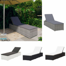 Outdoor Garden Patio Poly Rattan Sun Lounger Adjustable Bed With Cushions Beds - £177.53 GBP+