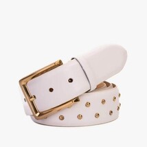 The Jupiter White Leather Spike Leather Belt image 11