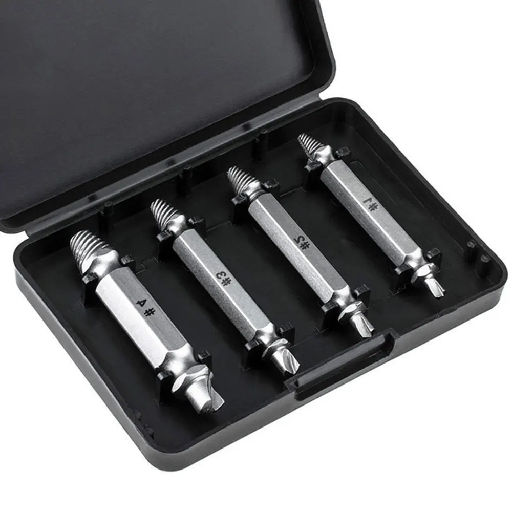 4Pcs Damaged Screw Extractor Drill Bits Guide Set Double Side Drill Out ... - $163.64