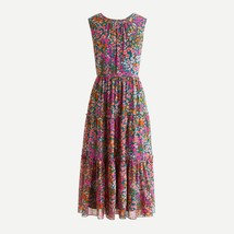 NWT Womens Size XS J. Crew Tiered Midi Dress in Micro Floral Meadow Print - £31.32 GBP