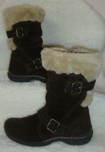 Earth Spirit Brigitte Brown Suede Leather Faux Fur Zip Boots Women’s Siz... - $23.56