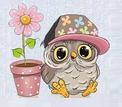 Owl and Flower Wall Sticker, Cute Owl Self-adhesive Sticker 7x6.5cm - $3.70
