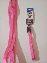 Petmate Reflective Nylon Small Dog Collar &amp; Matching Leash Pink Paw Prints - £11.79 GBP