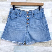 J Crew Denim Button Fly Cut Off Denim Shorts Blue Light Wash High Rise W... - £22.33 GBP