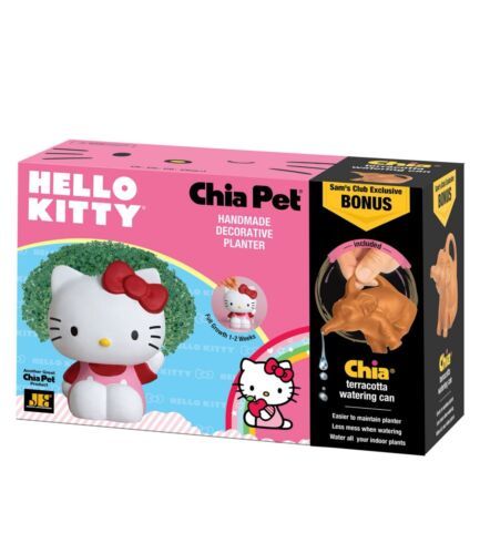 LIMITED Hello Kitty Chia Pet with Terracotta Watering Can, Handmade - NEW In Box