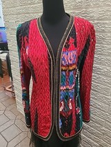 Vintage Jeanne Marc Women&#39;s Purple Crinkle Fitted Zip Up Blazer Size M 1... - $1,315.79 MXN