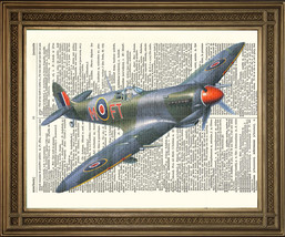 VINTAGE DICTIONARY PAGE PRINT: WW2 Flying Spitfire Fighter Airplane (10 ... - £6.50 GBP