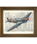 VINTAGE DICTIONARY PAGE PRINT: WW2 Flying Spitfire Fighter Airplane (10 ... - £6.46 GBP