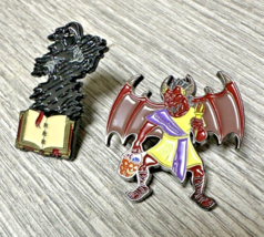 Demon Pin Lot Trick Or Treat Magic Book Standing Red Black brooch - $7.69