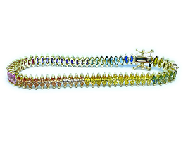 ADIRFINE 925 Sterling Silver Marquise Multi Colored CZ Tennis Bracelet - £113.87 GBP