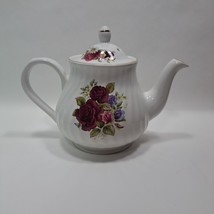 Vintage Arthur Wood &amp; Son Multi Porcelain Teapot England Rose Swirl Desi... - $37.67