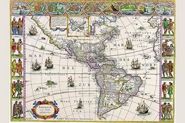 New Map of the Americas by Willem Blaeu - Art Print - £17.29 GBP+