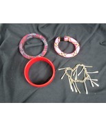 Lot of 5 Vintage Bracelets and J Brooch Gold Silver Rope Plaid Fabric Re... - £4.54 GBP