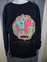 Simply Southern Navy LS T-shirt Let Go, Let God W/Elephant Size M Girl&#39;s EUC - £16.56 GBP