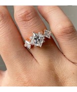 Engagement Women&#39;s Three-Stone Ring 925 Silver 2Ct Princess Simulated Di... - €106,72 EUR
